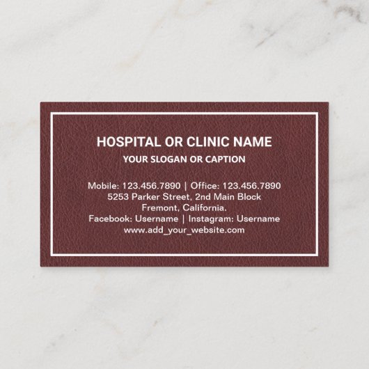 金ゴールドブラウンレザー歯歯科診療所歯科医 名刺 (裏面)