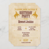 金ゴールドブラウンヴィンテージカウボーイ誕生日招待状 招待状 (正面/裏面)