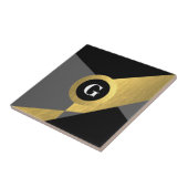 金ゴールドブラエレガントックグレー色ブロック任意のモノグラム タイル (側面)