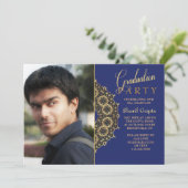 金ゴールドブラケットフォト卒業招待状 招待状 (スタンド正面)