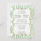 金ゴールドブラケットフレーム水彩トレリスパターンミント 招待状 (正面)