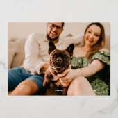 金ゴールドブラシがクリスマスレッド写真にJOYスタンプ 箔シーズンカード (裏面)