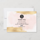 金ゴールドブラシのピンクウォーターの色のロゴの順感謝してい序 サンキューカード (正面)
