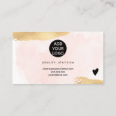 金ゴールドブラシのピンクウォーターの色のロゴの順感謝してい序 名刺 (裏面)