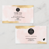 金ゴールドブラシのピンクウォーターの色のロゴの順感謝してい序 名刺 (正面/裏面)