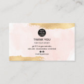 金ゴールドブラシのピンクウォーターの色のロゴの順感謝してい序 名刺 (正面)