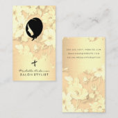 金ゴールドブラシエレガントド金ゴールドフローラヘアサロン 名刺 (正面/裏面)