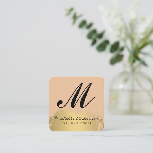 金ゴールドブラシエレガントド |ファッショニスタ | スクエア名刺 (スタンド正面)