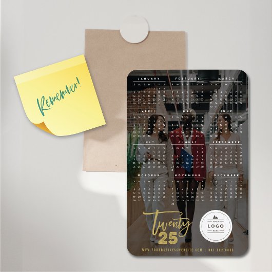 金ゴールドブラシスクリプト2025カレンダー写真新年 マグネット