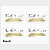 金ゴールドブラシストロークありがとうござ結婚う 長方形シール (シート)