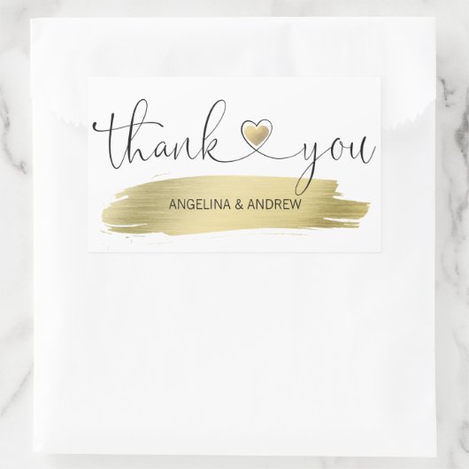 金ゴールドブラシストロークありがとうござ結婚う 長方形シール (バッグ)