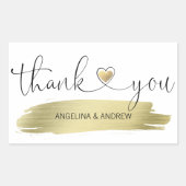 金ゴールドブラシストロークありがとうござ結婚う 長方形シール (正面)