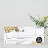 金ゴールドブラシストロークのホイル大理石のギフト証明書のロゴ (スタンド正面)