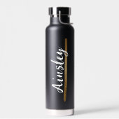 金ゴールドブラシストロークの手書き名スクリプトカスタム ウォーターボトル (左面)