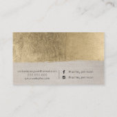 金ゴールドブラシストロークリネンヘア化粧タイポグラフィ 名刺 (裏面)