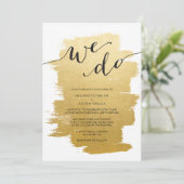 金ゴールドブラシストローク私達は結婚式招待状をします 招待状 (スタンド正面)