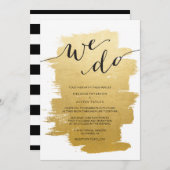 金ゴールドブラシストローク私達は結婚式招待状をします 招待状 (正面/裏面)