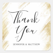 金ゴールドブラシストローク結婚式の引き出物 スクエアシール (正面)