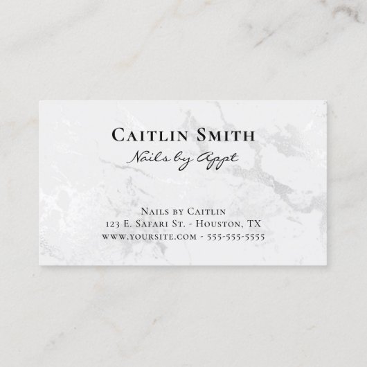 金ゴールドブラシストローク銀白色フォイル大理石 名刺 (裏面)