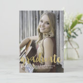 金ゴールドブラシタイポグラフィ卒業 案内状 (スタンド正面)