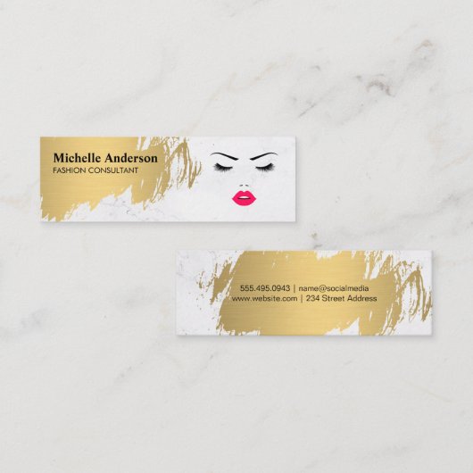 金ゴールドブラシフェイクド |メイクアップアーティスト |ファッショニスタ | スキニー名刺 (正面/裏面)