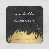 金ゴールドブラシフェイクド |大理石 スクエア名刺 (正面)