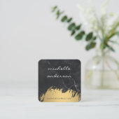 金ゴールドブラシフェイクド |大理石 スクエア名刺 (スタンド正面)