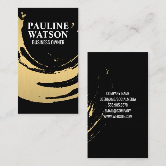 金ゴールドブラシ仕上げテクスチャ 名刺 (正面/裏面)