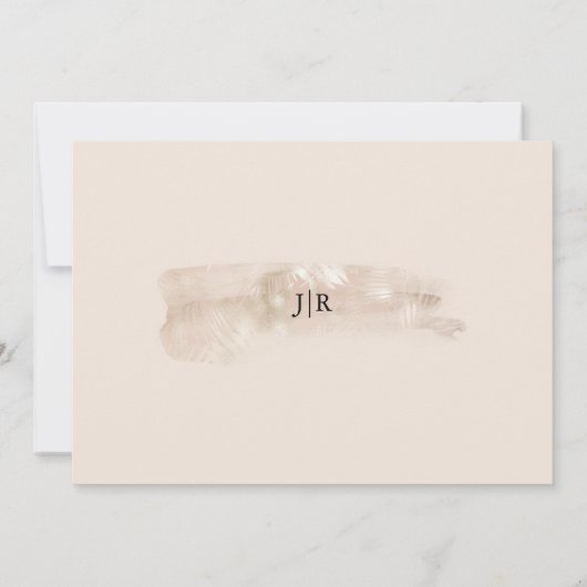 金ゴールドブラシ仕上げトロピカルパームリーフサマー結婚ズ セーブザデート (裏面)