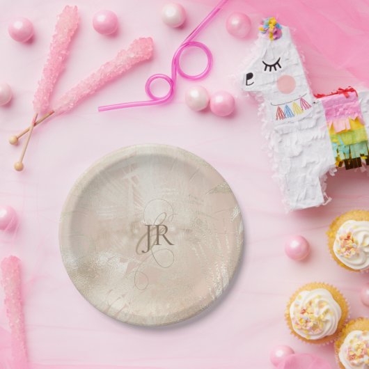 金ゴールドブラシ仕上げトロピカルパーム結婚リーフ ペーパープレート (パーティー)