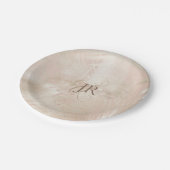 金ゴールドブラシ仕上げトロピカルパーム結婚リーフ ペーパープレート (アングル)