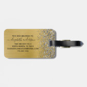 金ゴールドブラシ仕上げメタルグリッターモノグラムスクリプト ラゲッジタグ (裏面横)