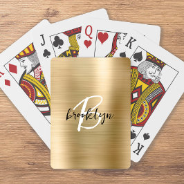 金ゴールドブラシ仕上げメタル白黒スクリプトモノグラム トランプ