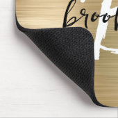 金ゴールドブラシ仕上げメタル白黒スクリプトモノグラム マウスパッド (コーナー)