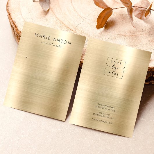 金ゴールドブラシ仕上げメタル耳飾りディスプレイカード 名刺