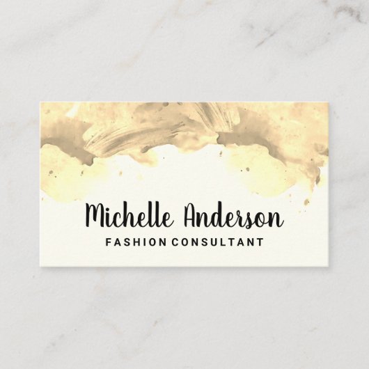 金ゴールドブラシ仕上げ水のカラーテクスチャ 名刺 (正面)