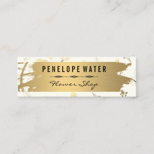 金ゴールドブラシ仕上げ継ぎ目無し花模様 スキニー名刺 (正面)