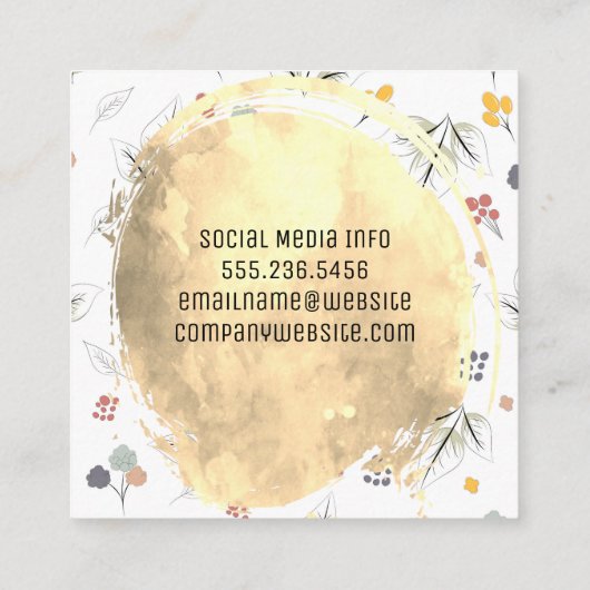 金ゴールドブラシ仕上げ継ぎ目無し花模様 スクエア名刺 (裏面)