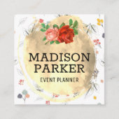 金ゴールドブラシ仕上げ継ぎ目無し花模様 スクエア名刺 (正面)