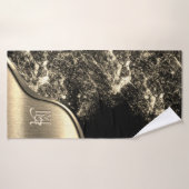 金ゴールドブラシ仕上げ金属及びメタリックモノグラムの石 バスタオル (バスタオル)