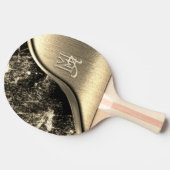 金ゴールドブラシ仕上げ金属及びメタリックモノグラムの石 卓球ラケット (横)