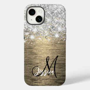 金ゴールドブラシ仕上げ金属銀グリッターモノグラム Case-Mate iPhone 14ケース
