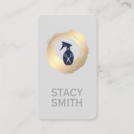 金ゴールドブラシ付きウォーターボトルスプレーサロンシアーズ 名刺 (正面)