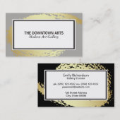 金ゴールドブラシ付きグレ縁どイ 名刺 (正面/裏面)