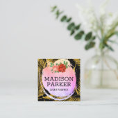 金ゴールドブラシ付きパームリーフパターン スクエア名刺 (スタンド正面)