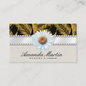 金ゴールドブラシ付きパームリーフパターン 名刺 (正面)