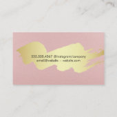 金ゴールドブラシ付きヘアロゴ | ピンクのテクスチャ 名刺 (裏面)