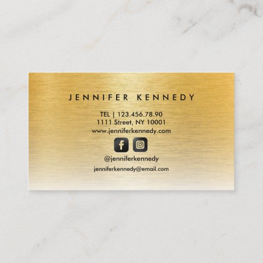 金ゴールドブラシ付きメタルエレガントモノグラムスクリプモダント 名刺 (裏面)