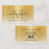 金ゴールドブラシ付きメタルエレガントモノグラムスクリプモダント 名刺 (正面/裏面)