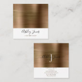 金ゴールドブラシ付きメタルモノグラムスクリエレガントプト スクエア名刺 (正面/裏面)